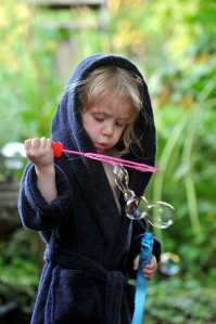 Bubbles are apparently even better while wearing a dressing gown.